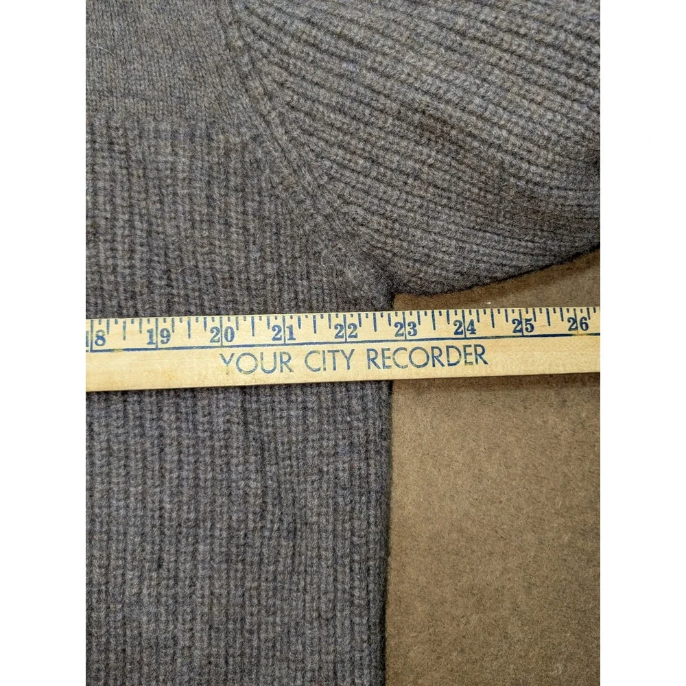 LL Bean Mens Merino Lambswool Quarter Zip Sweater Brown Textured Knit M 237808